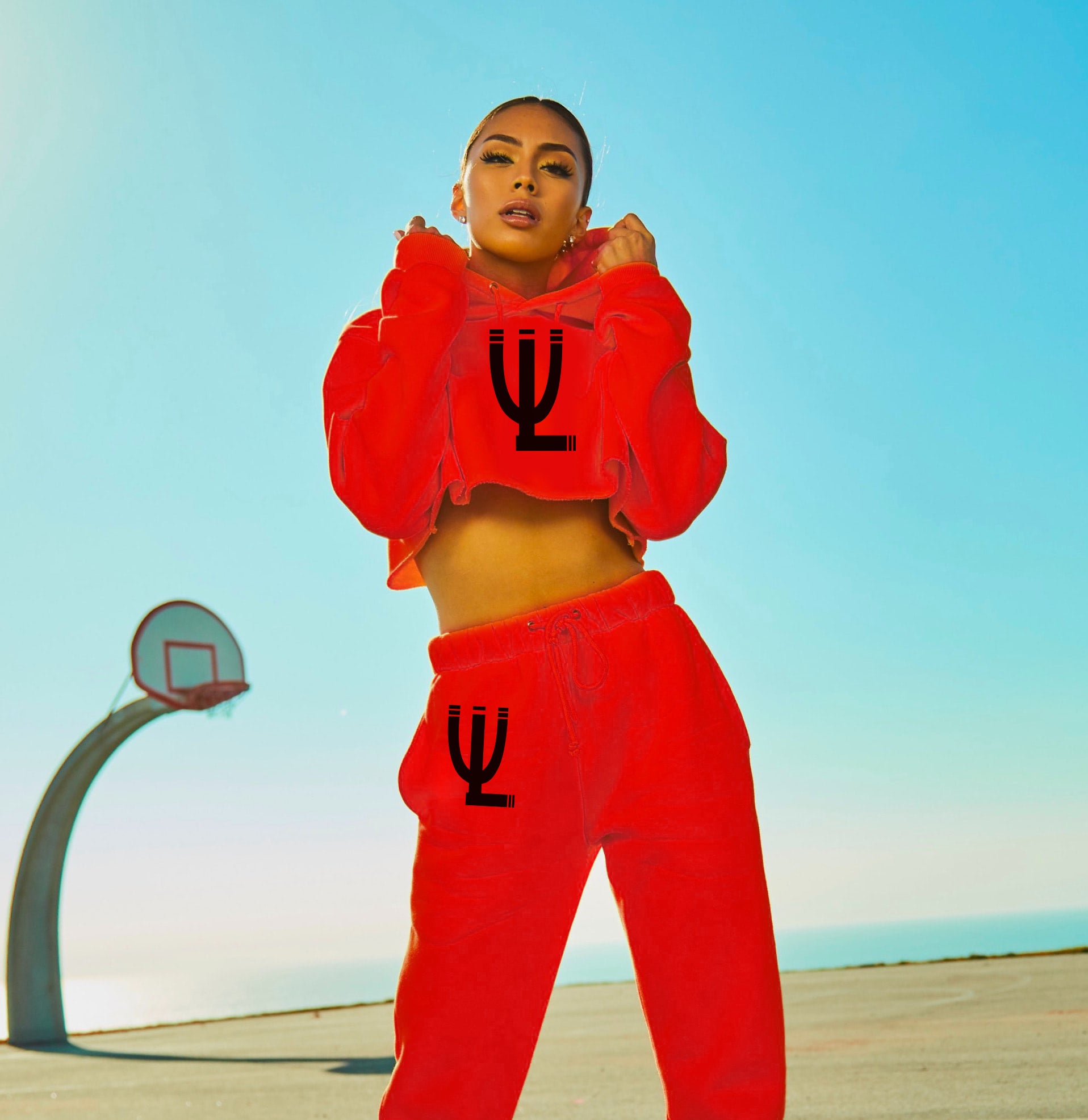 "The Empress" Crop Top Red Hoodie Sweat Suit ****PRE-ORDER NOW****